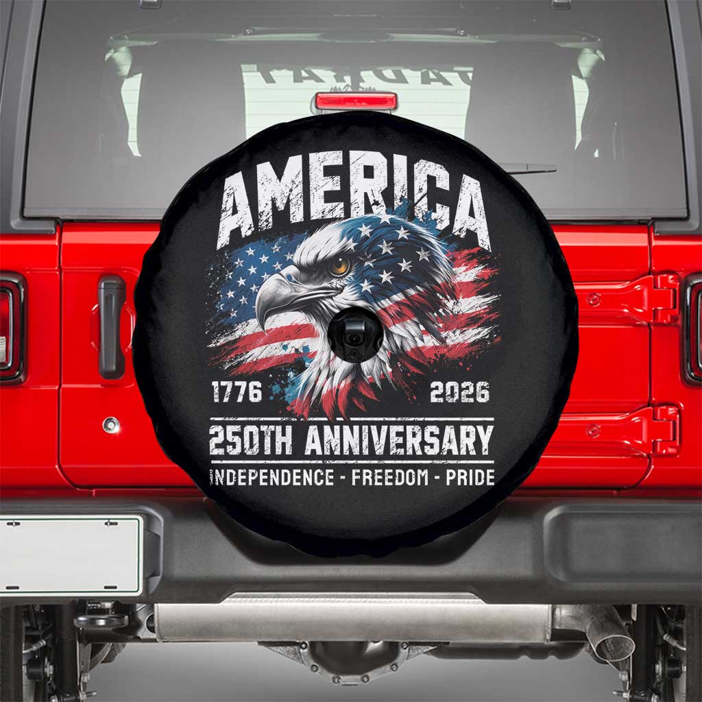 America 250th Anniversary Spare Tire Cover USA Patriotic Eagle 1776 2026 Independence Freedom Pride TS11 Black Print Your Wear
