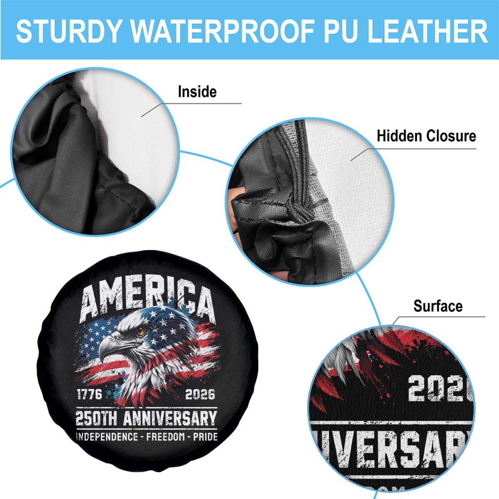 America 250th Anniversary Spare Tire Cover USA Patriotic Eagle 1776 2026 Independence Freedom Pride TS11 Print Your Wear