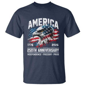 America 250th Anniversary T Shirt USA Patriotic Eagle 1776 2026 Independence Freedom Pride TS11 Navy Print Your Wear