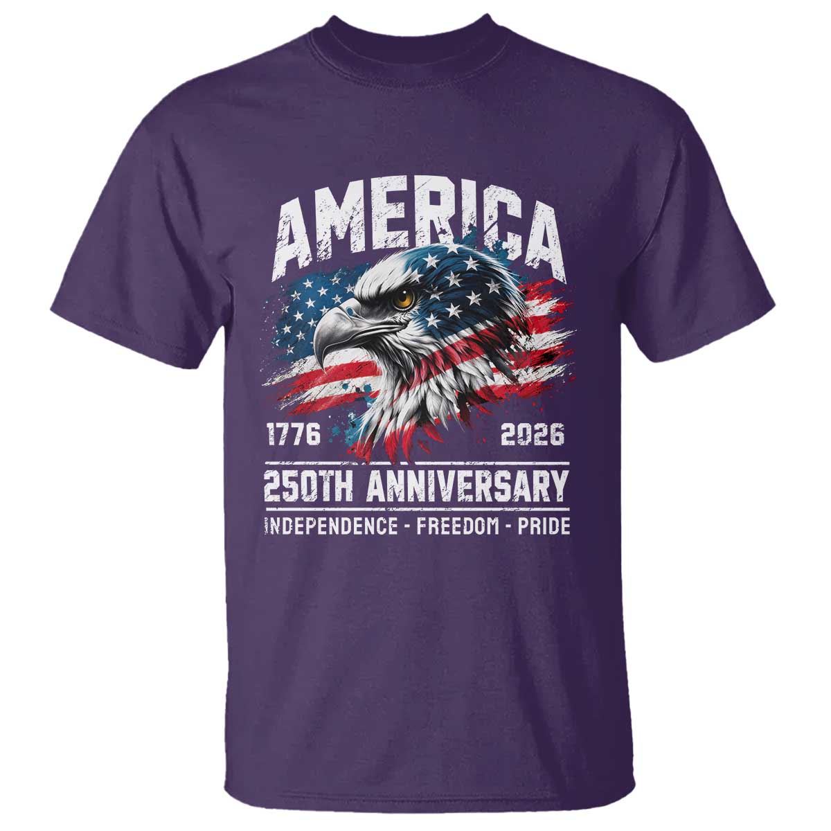 America 250th Anniversary T Shirt USA Patriotic Eagle 1776 2026 Independence Freedom Pride TS11 Purple Print Your Wear