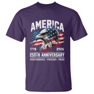 America 250th Anniversary T Shirt USA Patriotic Eagle 1776 2026 Independence Freedom Pride TS11 Purple Print Your Wear