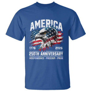 America 250th Anniversary T Shirt USA Patriotic Eagle 1776 2026 Independence Freedom Pride TS11 Royal Blue Print Your Wear