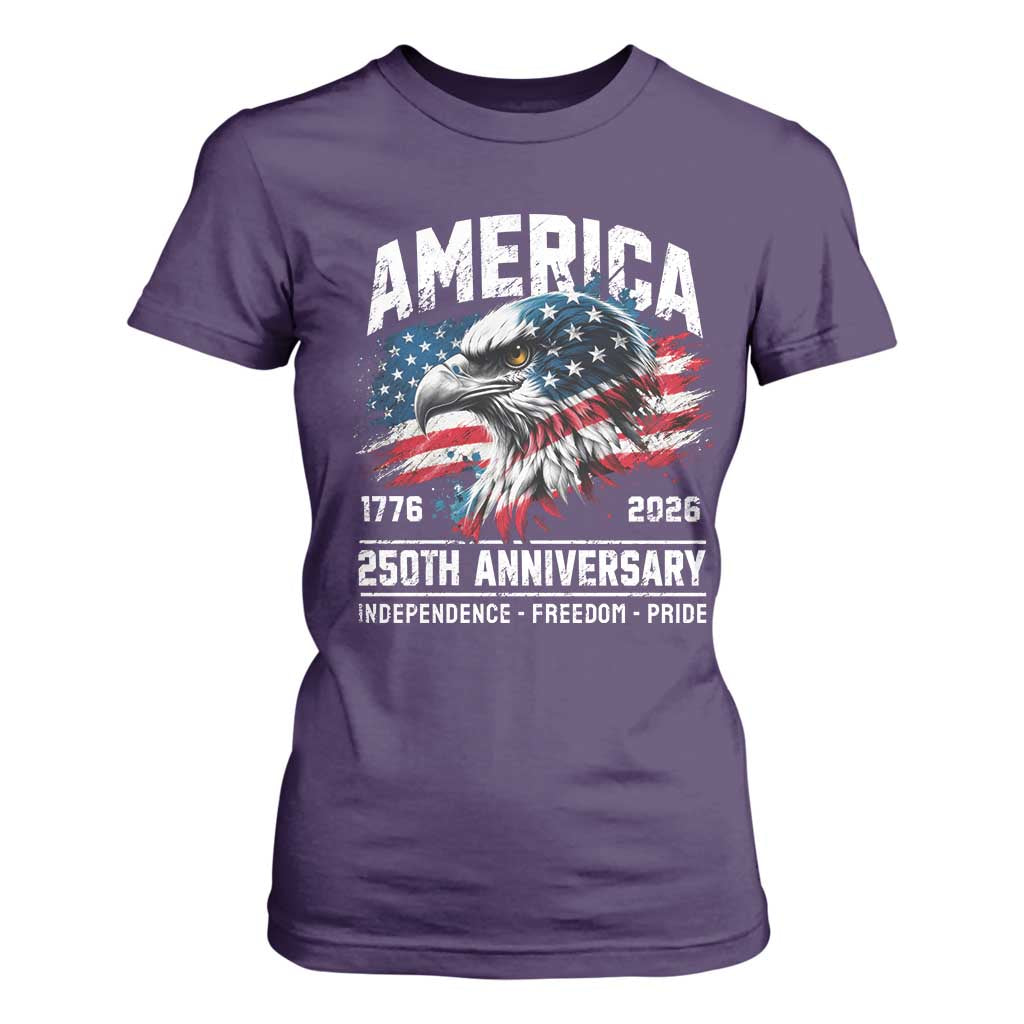 America 250th Anniversary T Shirt For Women USA Patriotic Eagle 1776 2026 Independence Freedom Pride TS11 Purple Print Your Wear