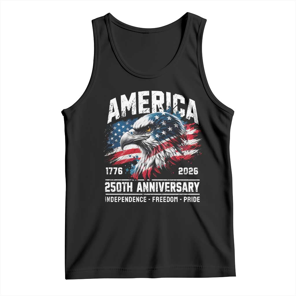America 250th Anniversary Tank Top USA Patriotic Eagle 1776 2026 Independence Freedom Pride TS11 Black Print Your Wear