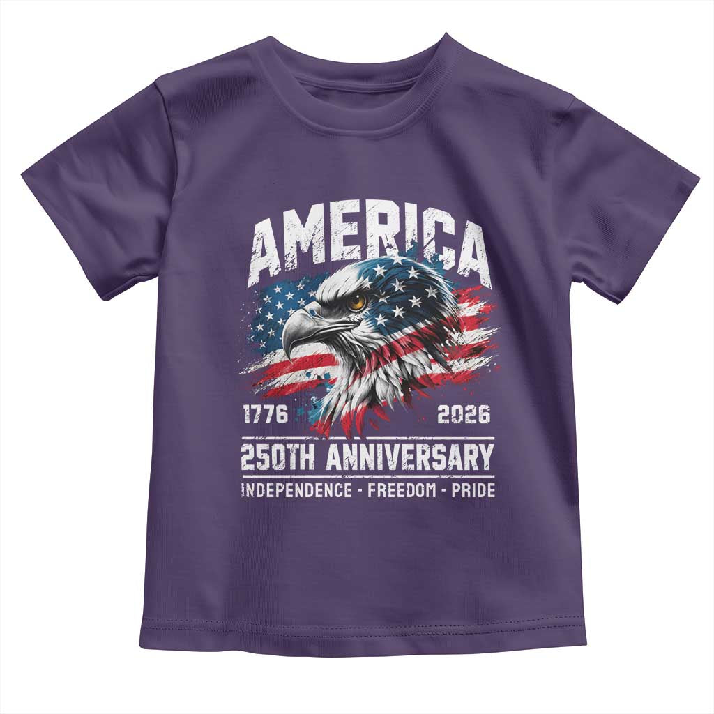 America 250th Anniversary Toddler T Shirt USA Patriotic Eagle 1776 2026 Independence Freedom Pride TS11 Purple Print Your Wear