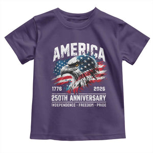 America 250th Anniversary Toddler T Shirt USA Patriotic Eagle 1776 2026 Independence Freedom Pride TS11 Purple Print Your Wear