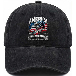 America 250th Anniversary Washed Cotton Baseball Cap USA Patriotic Eagle 1776 2026 Independence Freedom Pride TS11 Print Your Wear
