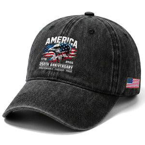 America 250th Anniversary Washed Cotton Baseball Cap USA Patriotic Eagle 1776 2026 Independence Freedom Pride TS11 Print Your Wear
