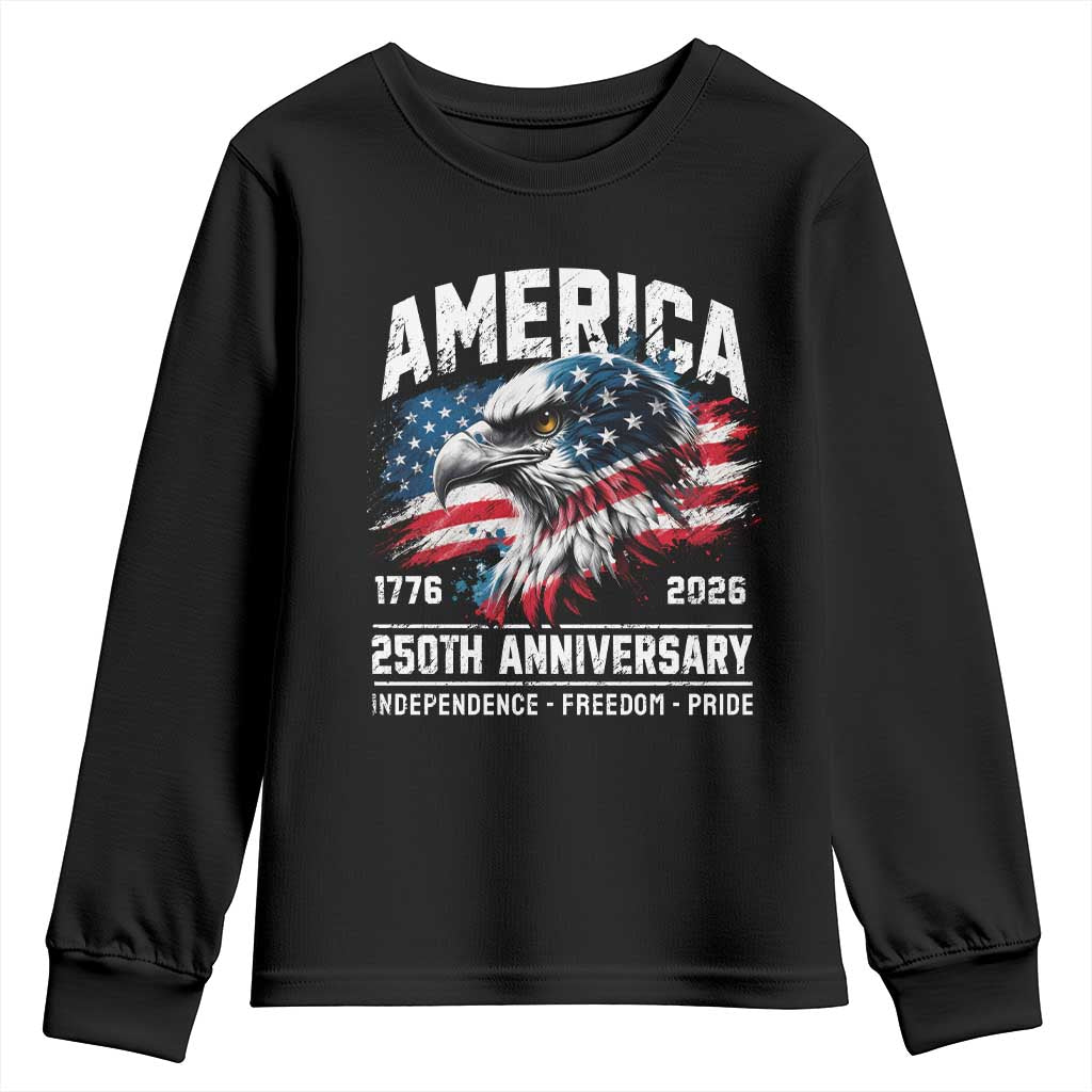 America 250th Anniversary Youth Sweatshirt USA Patriotic Eagle 1776 2026 Independence Freedom Pride TS11 Black Print Your Wear