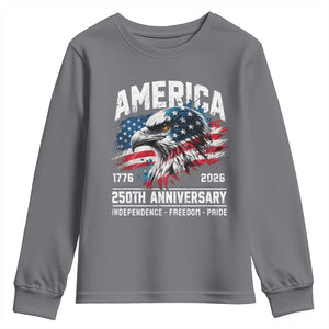 America 250th Anniversary Youth Sweatshirt USA Patriotic Eagle 1776 2026 Independence Freedom Pride TS11 Charcoal Print Your Wear