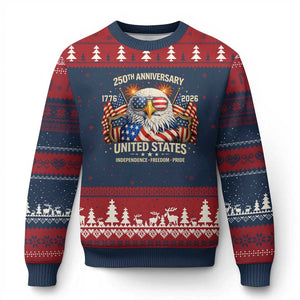 250 Anniversary USA 250th American 250 Years 4th July 2026 Ugly Christmas Sweater TS11 Navy Red Print Your Wear