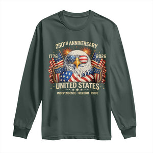 250 Anniversary USA 250th American 250 Years 4th July 2026 Long Sleeve Shirt TS11 Dark Forest Green Print Your Wear