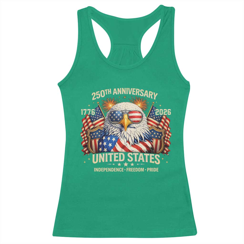 250 Anniversary USA 250th American 250 Years 4th July 2026 Racerback Tank Top TS11 Irish Green Print Your Wear