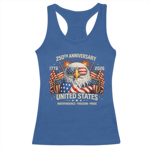 250 Anniversary USA 250th American 250 Years 4th July 2026 Racerback Tank Top TS11 Royal Blue Print Your Wear