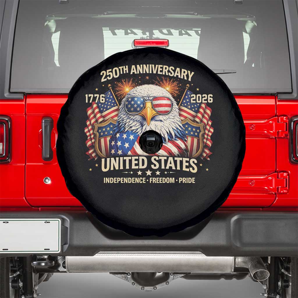 250 Anniversary USA 250th American 250 Years 4th July 2026 Spare Tire Cover TS11 Black Print Your Wear