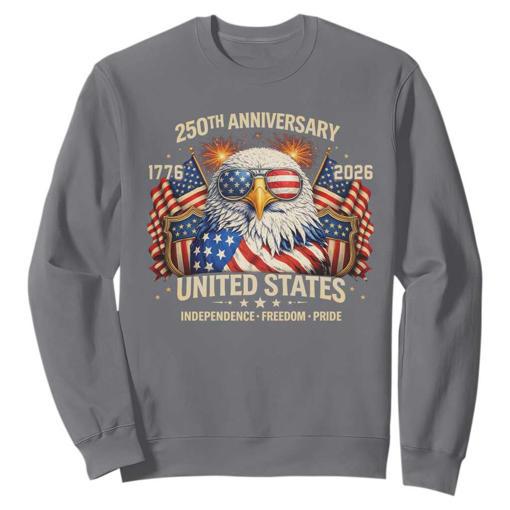 250 Anniversary USA 250th American 250 Years 4th July 2026 Sweatshirt TS11 Charcoal Print Your Wear
