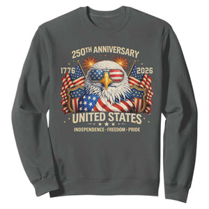 250 Anniversary USA 250th American 250 Years 4th July 2026 Sweatshirt TS11 Dark Heather Print Your Wear