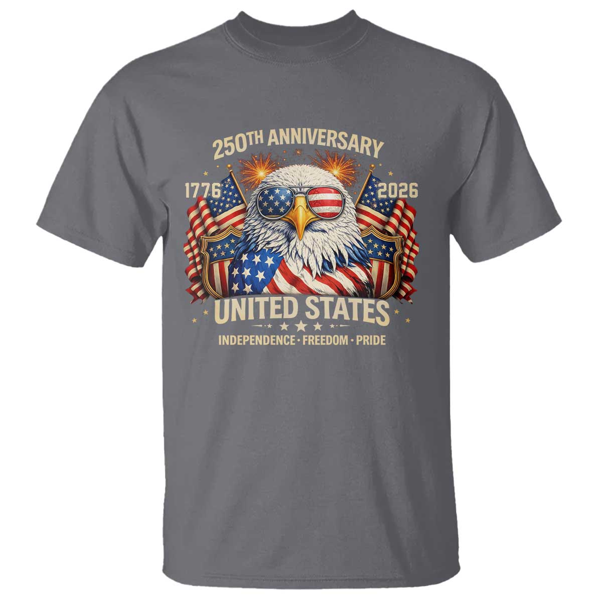 250 Anniversary USA 250th American 250 Years 4th July 2026 T Shirt TS11 Charcoal Print Your Wear