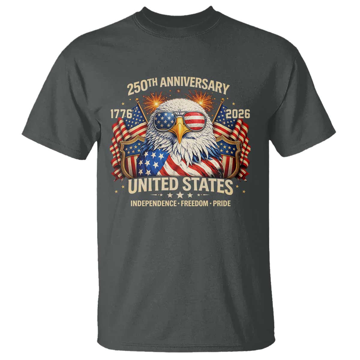 250 Anniversary USA 250th American 250 Years 4th July 2026 T Shirt TS11 Dark Heather Print Your Wear