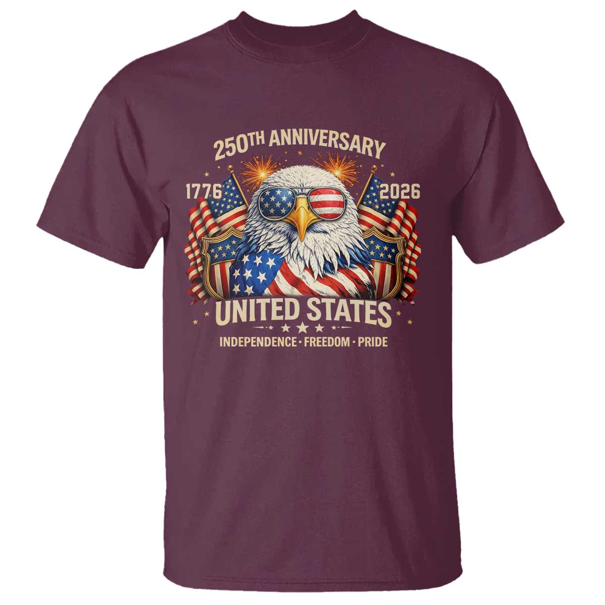 250 Anniversary USA 250th American 250 Years 4th July 2026 T Shirt TS11 Maroon Print Your Wear