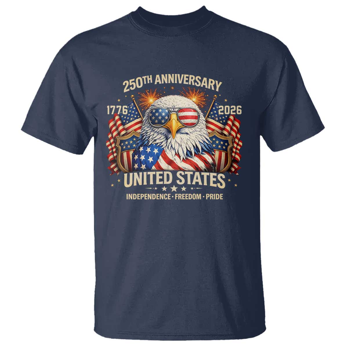 250 Anniversary USA 250th American 250 Years 4th July 2026 T Shirt TS11 Navy Print Your Wear