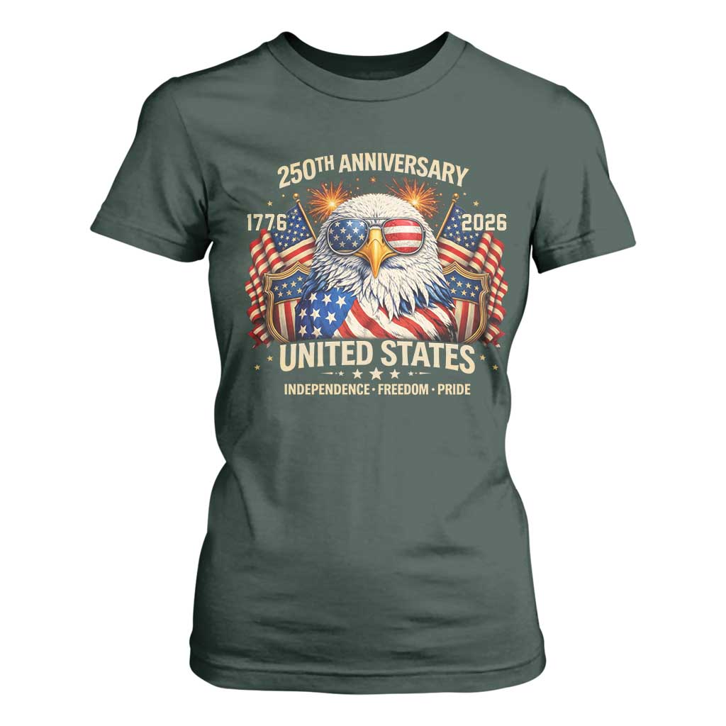 250 Anniversary USA 250th American 250 Years 4th July 2026 T Shirt For Women TS11 Dark Forest Green Print Your Wear