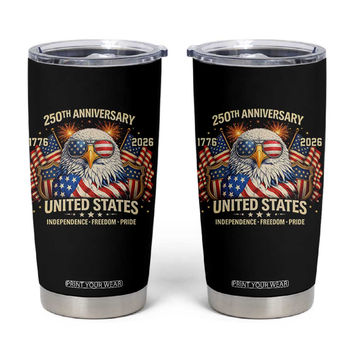 250 Anniversary USA 250th American 250 Years 4th July 2026 Tumbler Cup TS11 Black Print Your Wear