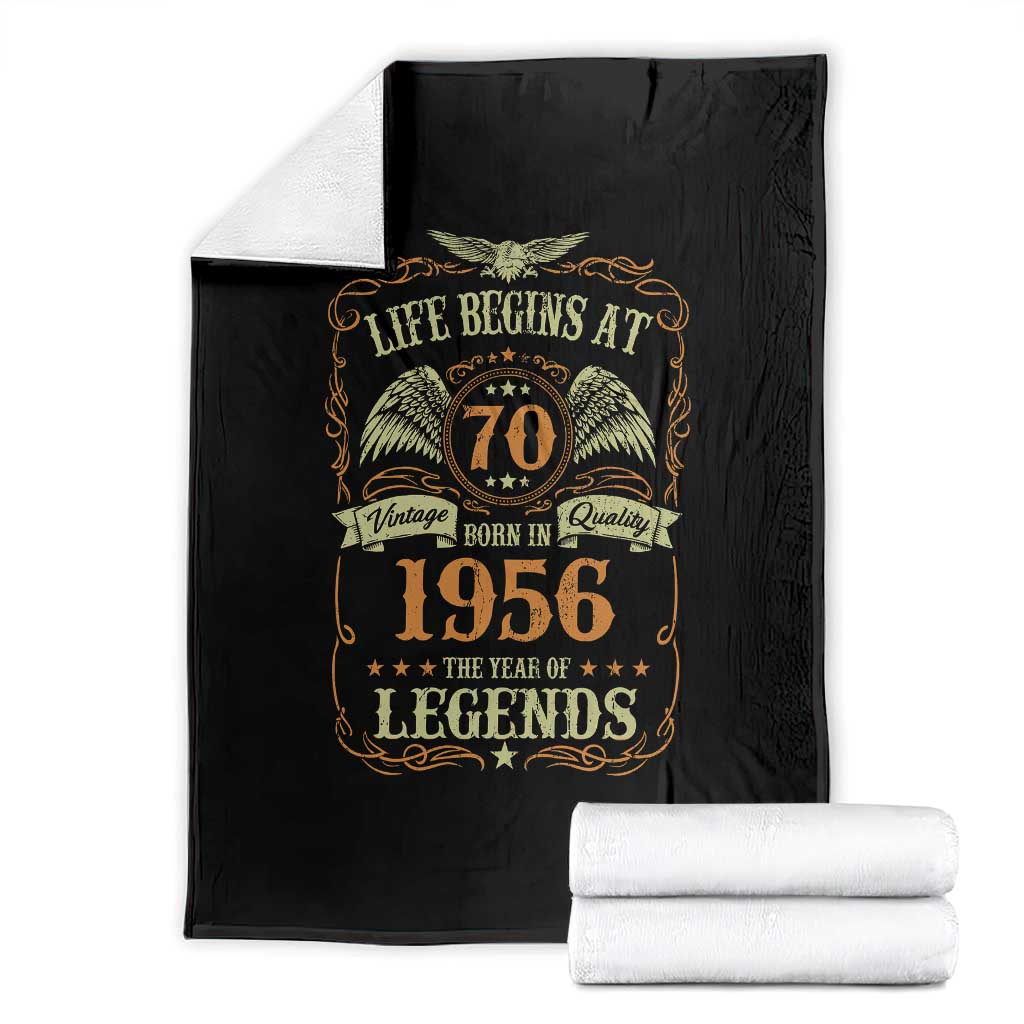 70th Birthday Throw Blanket Life Begins At 70 Born In 1956 The Year Of Legends TS11 Black Print Your Wear