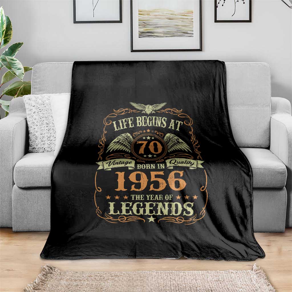 70th Birthday Throw Blanket Life Begins At 70 Born In 1956 The Year Of Legends TS11 Print Your Wear