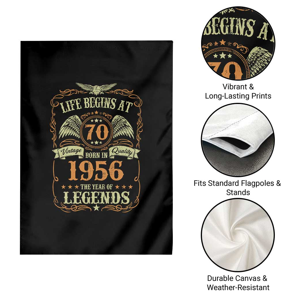 70th Birthday Garden Flag Life Begins At 70 Born In 1956 The Year Of Legends TS11 Print Your Wear