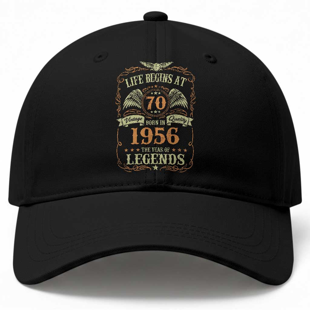 70th Birthday Baseball Cap Life Begins At 70 Born In 1956 The Year Of Legends TS11 Print Your Wear