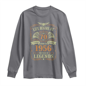 70th Birthday Long Sleeve Shirt Life Begins At 70 Born In 1956 The Year Of Legends TS11 Charcoal Print Your Wear
