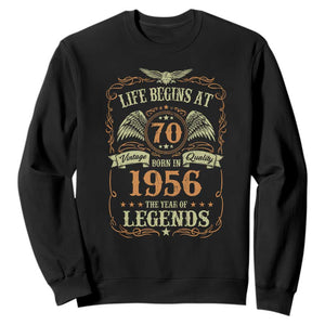 70th Birthday Sweatshirt Life Begins At 70 Born In 1956 The Year Of Legends TS11 Black Print Your Wear