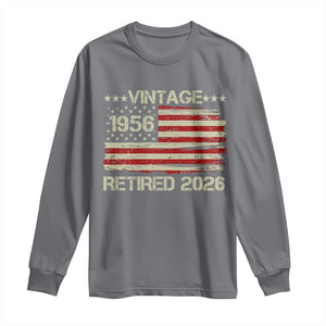 70th Birthday Retirement Long Sleeve Shirt Vintage 1956 Retired 2026 American Flag TS11 Charcoal Print Your Wear
