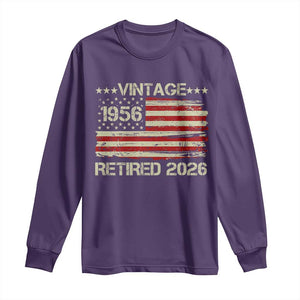 70th Birthday Retirement Long Sleeve Shirt Vintage 1956 Retired 2026 American Flag TS11 Purple Print Your Wear