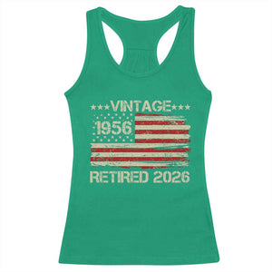 70th Birthday Retirement Racerback Tank Top Vintage 1956 Retired 2026 American Flag TS11 Irish Green Print Your Wear