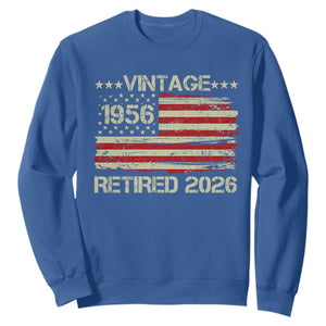 70th Birthday Retirement Sweatshirt Vintage 1956 Retired 2026 American Flag TS11 Royal Blue Print Your Wear