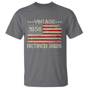 70th Birthday Retirement T Shirt Vintage 1956 Retired 2026 American Flag TS11 Charcoal Print Your Wear
