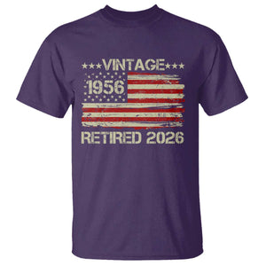 70th Birthday Retirement T Shirt Vintage 1956 Retired 2026 American Flag TS11 Purple Print Your Wear