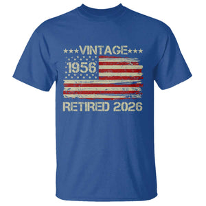 70th Birthday Retirement T Shirt Vintage 1956 Retired 2026 American Flag TS11 Royal Blue Print Your Wear