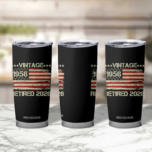 70th Birthday Retirement Tumbler Cup Vintage 1956 Retired 2026 American Flag TS11 Print Your Wear
