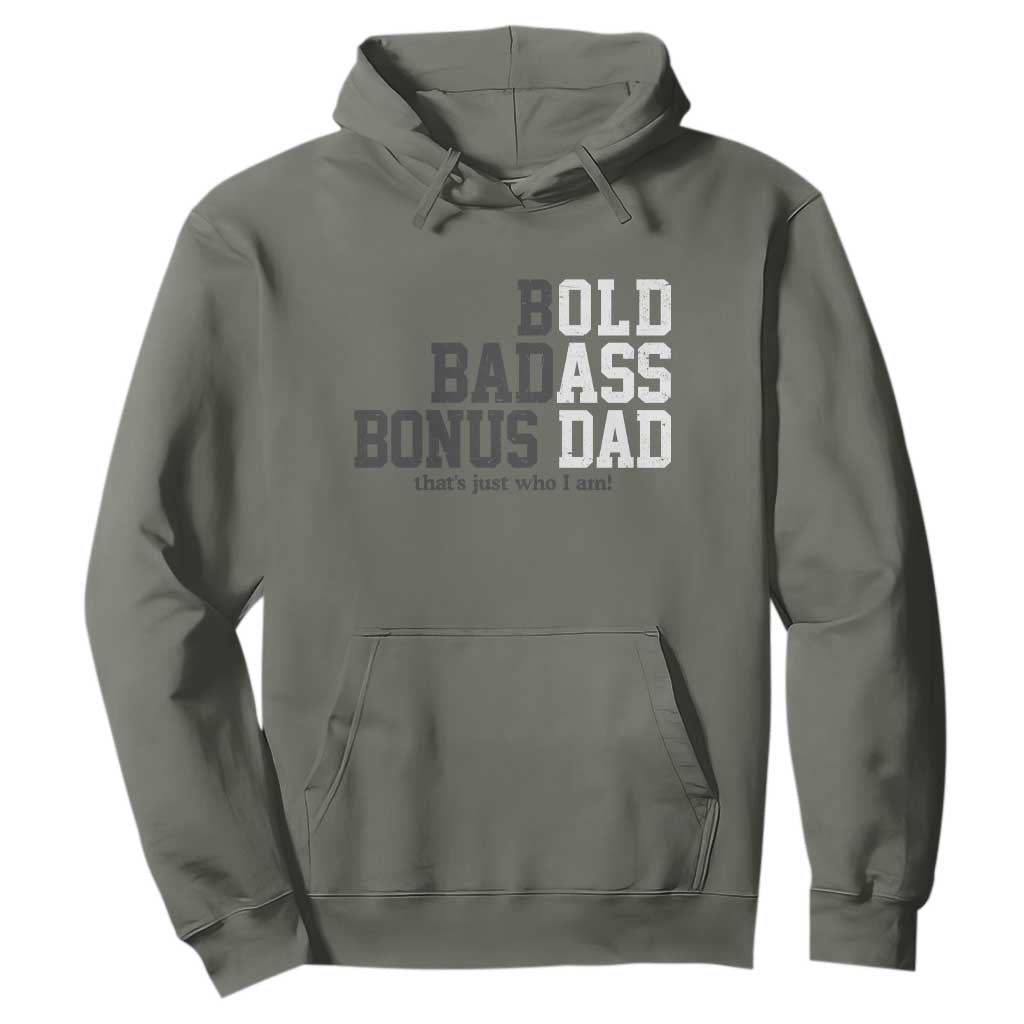 Bold Badass Bonus Dad Hoodie Old Ass Dad Funny Father's Day Gift TS11 Military Green Print Your Wear