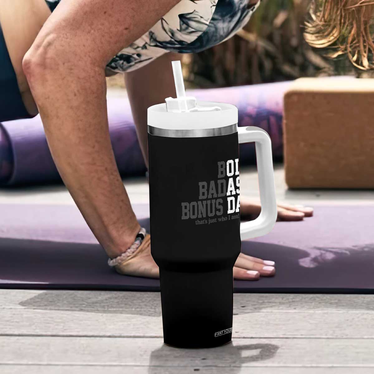 Bold Badass Bonus Dad Tumbler With Handle Old Ass Dad Funny Father's Day Gift TS11 Print Your Wear