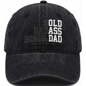 Bold Badass Bonus Dad Washed Cotton Baseball Cap Old Ass Dad Funny Father's Day Gift TS11 Print Your Wear