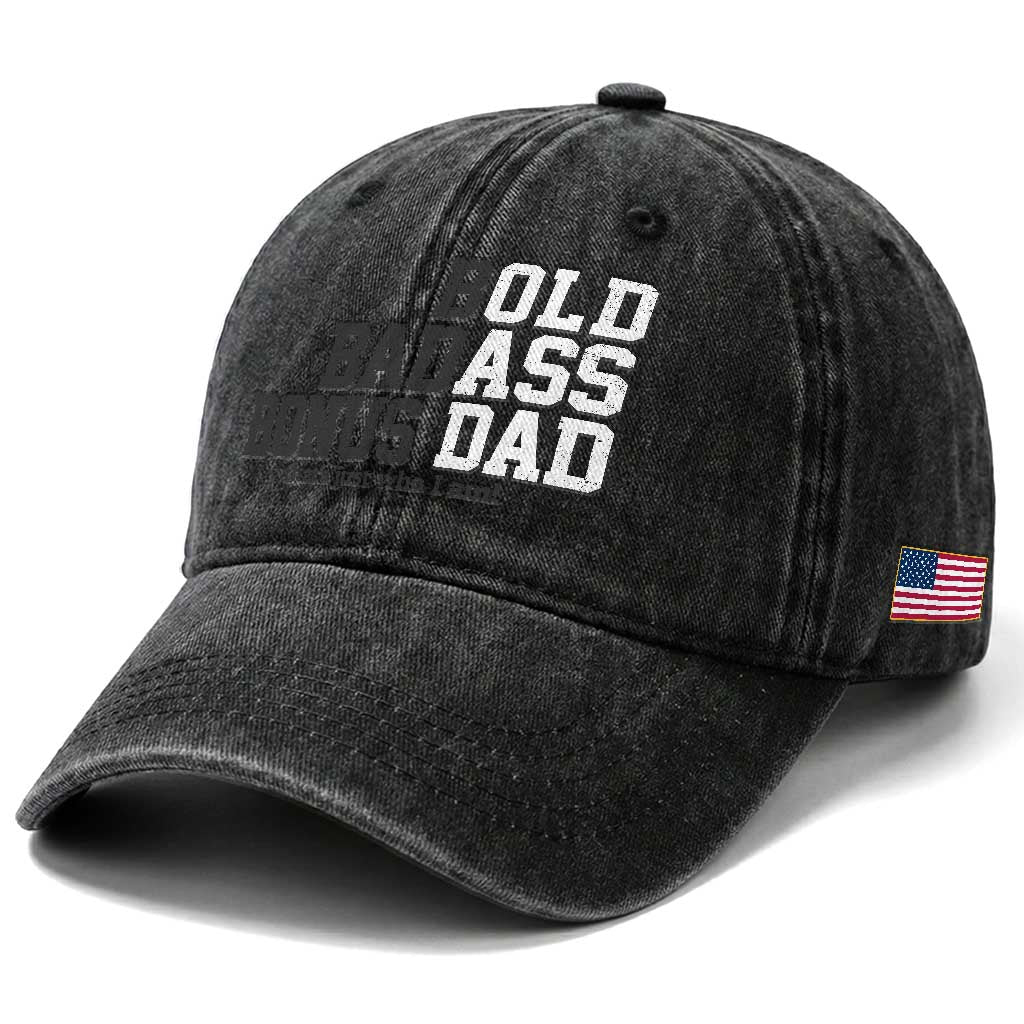 Bold Badass Bonus Dad Washed Cotton Baseball Cap Old Ass Dad Funny Father's Day Gift TS11 Print Your Wear