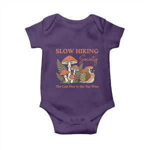 Slow Hiking Society The Last One to The Top Wins Baby Onesie Funny Snail Mountaineering TS11 Purple Print Your Wear