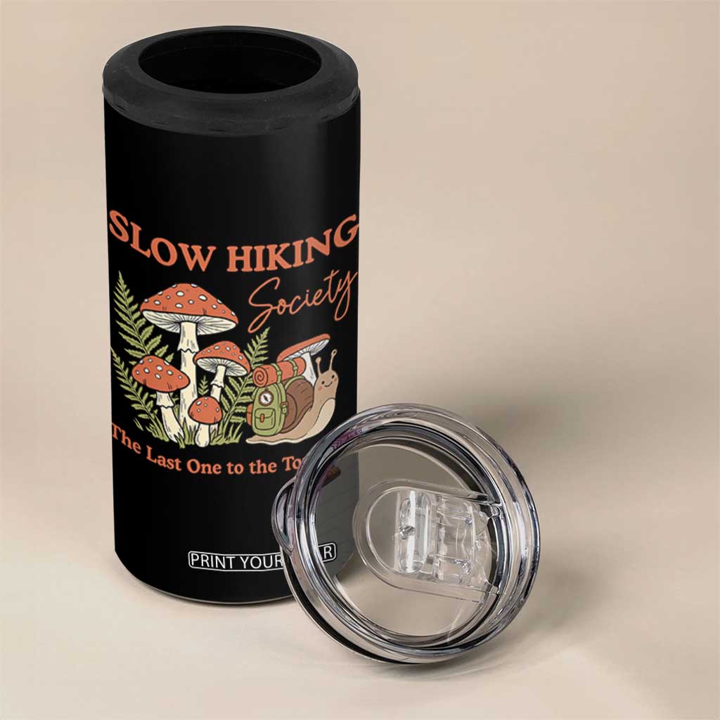 Slow Hiking Society The Last One to The Top Wins 4 in 1 Can Cooler Tumbler Funny Snail Mountaineering TS11 Print Your Wear