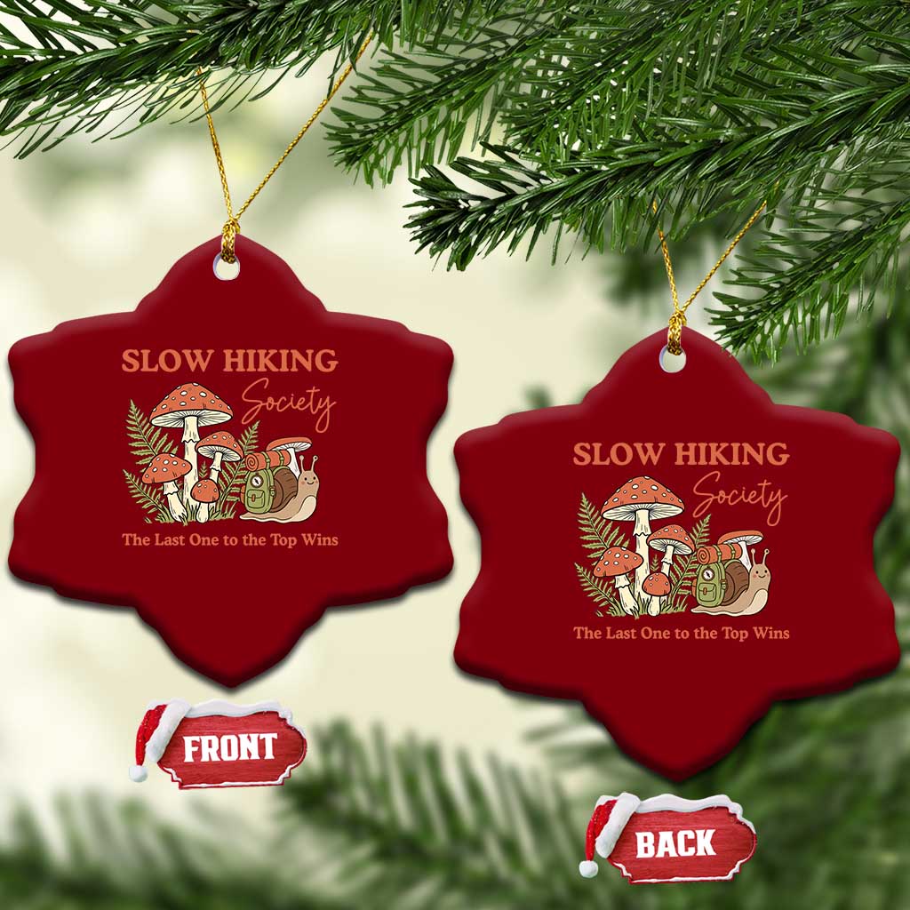 Slow Hiking Society The Last One to The Top Wins Ceramic Ornament Funny Snail Mountaineering TS11 Print Your Wear