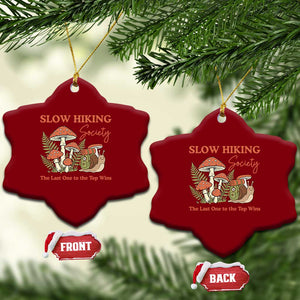 Slow Hiking Society The Last One to The Top Wins Ceramic Ornament Funny Snail Mountaineering TS11 Print Your Wear