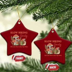 Slow Hiking Society The Last One to The Top Wins Ceramic Ornament Funny Snail Mountaineering TS11 Print Your Wear